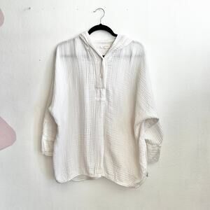 Lou & Grey White Gauze‎ Top Oversized Boxy Blouse Minimalist 100% Cotton